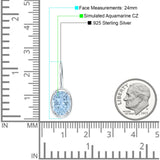 Oval Solitaire Drop Dangle Leverback Earring Aquamarine CZ 925 Sterling Silver Wholesale