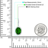 Oval Solitaire Drop Dangle Leverback Earring Green Emerald CZ 925 Sterling Silver Wholesale