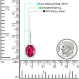 Oval Solitaire Drop Dangle Leverback Earring Ruby CZ 925 Sterling Silver Wholesale