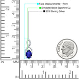 Pear Teardrop Infinity Stud Earring Blue Sapphire CZ 925 Sterling Silver Wholesale