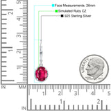 Oval Drop Dangle Leverback Earring Ruby CZ Solid 925 Sterling Silver Wholesale