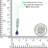 Dangle Pear Stud Earrings Blue Sapphire CZ 925 Sterling Silver Wholesale