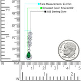 Dangle Pear Stud Earrings Green Emerald CZ 925 Sterling Silver Wholesale