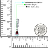 Dangle Pear Stud Earrings Ruby CZ 925 Sterling Silver Wholesale