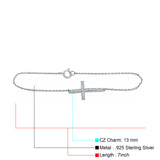Sideways Cross CZ Bracelet