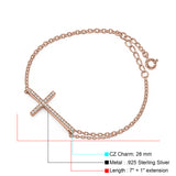 Sideways Cross CZ Bracelet