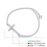 Sideways Cross CZ Bracelet