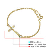 Sideways Cross CZ Bracelet