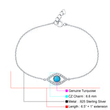 Round Turquoise CZ Evil Eye Bracelet 