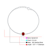 Round Garnet CZ Rolo Chain Bracelet