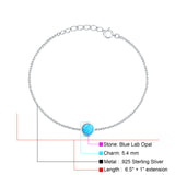 Round Blue Opal Adjustable Bracelet 
