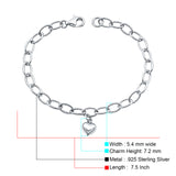 Oval Link Heart Charm Bracelet
