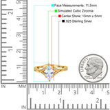 Art Deco Marquise Ring Cubic Zirconia Yellow Tone 925 Sterling Silver