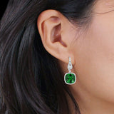 Cushion Drop Dangle Pear Fishhook Earring Green Emerald CZ 925 Sterling Silver Wholesale