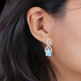 Pear Teardrop Infinity Stud Earring Aquamarine CZ 925 Sterling Silver Wholesale