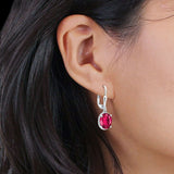 Oval Drop Dangle Leverback Earring Ruby CZ Solid 925 Sterling Silver Wholesale