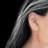 Trio CZ Dangle Drop Hoop Earring