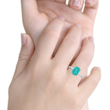 Solitaire Engagement Ring Oval Simulated Paraiba Tourmaline CZ 925 Sterling Silver