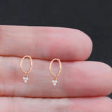 Trio CZ Dangle Drop Hoop Earring