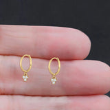 Trio CZ Dangle Drop Hoop Earring