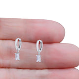 Emerald Cut Dangle Drop Hoop Earring Cubic Zirconia 925 Sterling Silver Wholesale