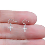 Cross CZ Fishhook Earrings