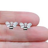 Bee Stud Earring 11.8mm Pear Cubic Zirconia 925 Sterling Silver