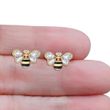 Bee Stud Earring 11.8mm Pear Cubic Zirconia 925 Sterling Silver