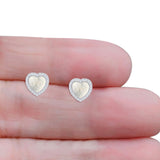 Minimalist 9.5mm Heart Promise Stud Earring Pearl & Cubic Zirconia 925 Sterling Silver Wholesale