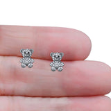 Teddy Bear Stud Earrings 11mm Cubic Zirconia 925 Sterling Silver