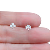 Four Leaf Clover Stud Earring 7mm Lab Created White Opal 925 Sterling Silver Wholesale