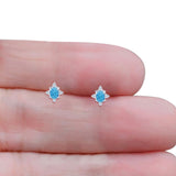 Floral Oval Stud Earring Lab Created Blue Opal  925 Sterling Silver Wholesale