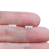 Three Stone Triangular Lab Created White Opal Stud Earring 925 Sterling Silver Wholesale