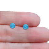 Round 7mm Lab Created Blue Opal Solitaire Stud Earring 925 Sterling Silver Wholesale