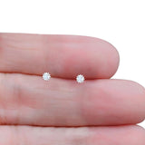 Round 3.9mm Lab Created White Opal Flower Stud Earring 925 Sterling Silver Wholesale