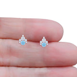 Paw Print Stud Earring Larimar & Cubic Zirconia 925 Sterling Silver Wholesale