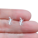 Lizard Stud Earring 13.7mm Lab Created White Opal 925 Sterling Silver Wholesale