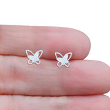 Butterfly Stud Earring Lab Created White Opal Push Back 925 Sterling Silver Wholesale