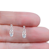 Round Moonstone Trinity Dangle Fishhook Earring 925 Sterling Silver