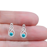 Round Twisted Loop Drop Fishhook Earring Oxidized Turquoise 925 Sterling Silver