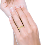Curved Contour Leaves Band Cubic Zirconia Yellow Tone 925 Sterling Silver