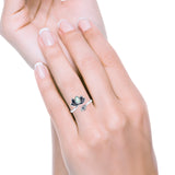 Pear Lab Created White Opal Lotus Ring