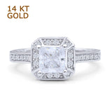 Princess Cut Halo Art Deco Gold Ring