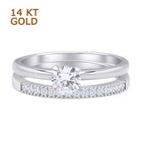 Two Piece Round Solitaire Eternity Gold Ring