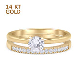 Two Piece Round Solitaire Eternity Gold Ring