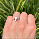 Art Deco Marquoise Oxidized White Buffalo Turquoise Vintage Style Ring 925 Sterling Silver