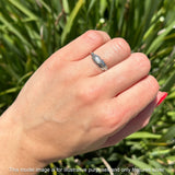 Oval Amethyst CZ Feather Rings 5.4mm Oxidized Beaded 925 Sterling Silver