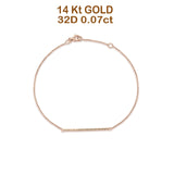14K Rose Gold 7" Round Natural Diamond Horizontal Bar Bracelet Wholesale