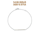 14K White Gold 7" Round Natural Diamond Horizontal Bar Bracelet Wholesale
