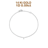 14K White Gold 7" Round Natural Diamond Charm Bracelet Wholesale